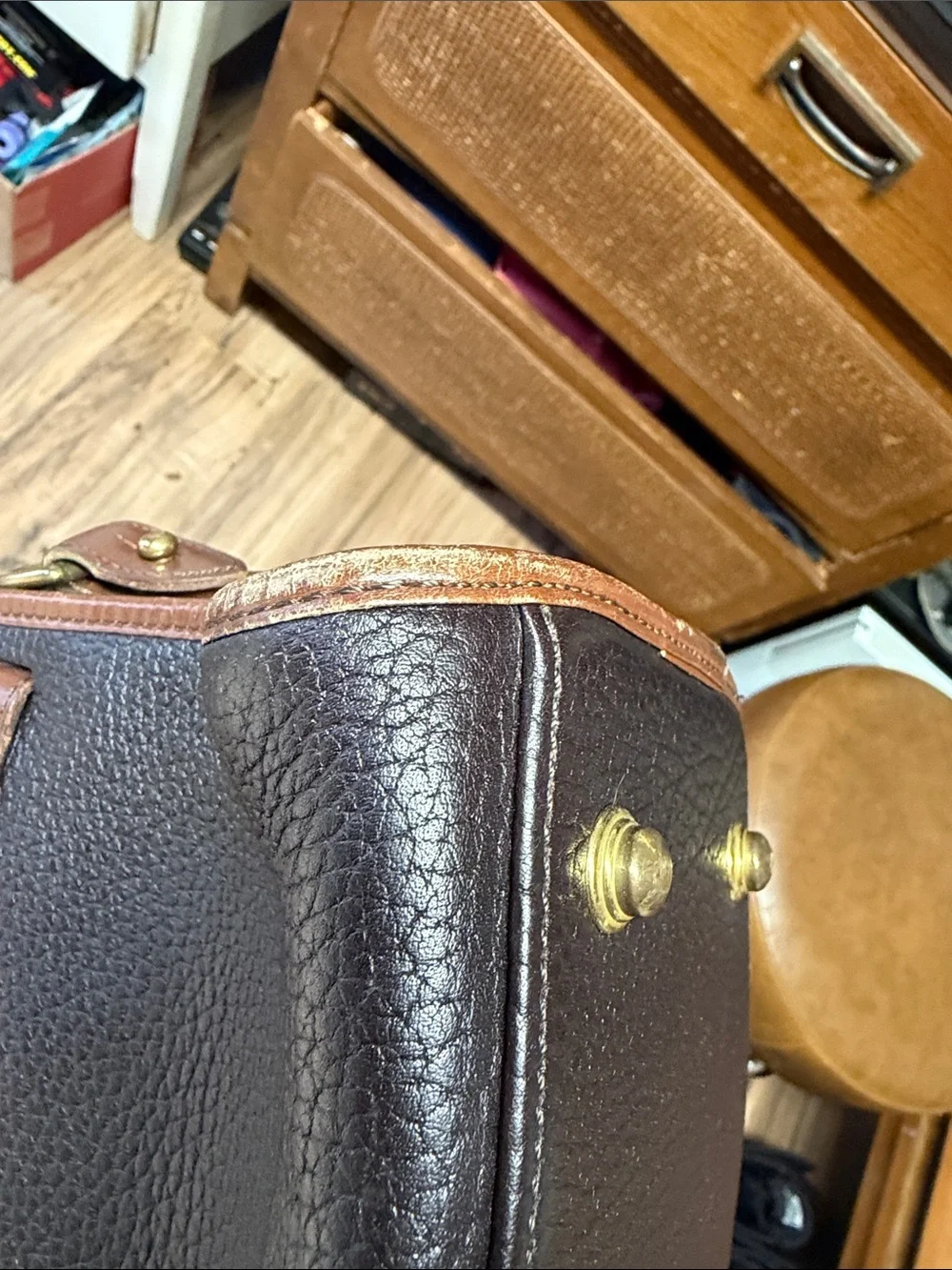 Dooney & Bourke Brown Leather Satchel,It's missing the Shoulder Strip